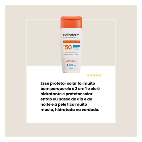 Protetor Solar Helioderm Suncare 2 em 1 FPS50 Resistente à Água 200ml