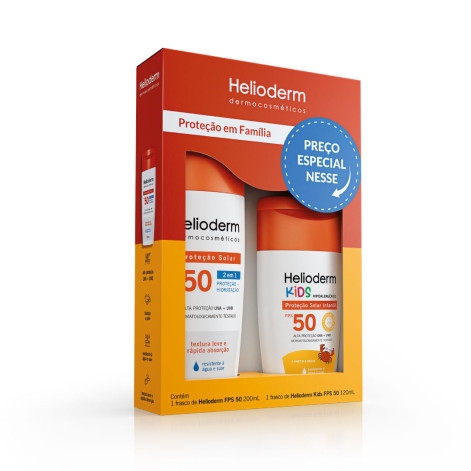 Protetor Solar Helioderm Fps50 200ml + Kids Fps50 120ml Protetor Solar Helioderm Fps50 200ml + Kids Fps50 120ml