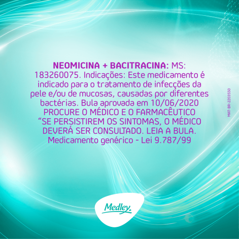 Sulfato de Neomicina 5mg + Bacitracina 250UI Pomada Dermatológica 50g Medley Genérico Sulfato de Neomicina 5mg + Bacitracina 250UI Pomada Dermatológica 50g Medley Genérico