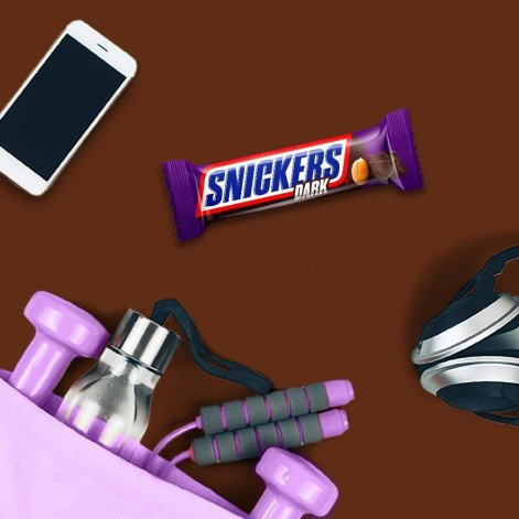 Snickers Barra Dark 42g Chocolate Meio Amargo com Amendoim e Caramelo