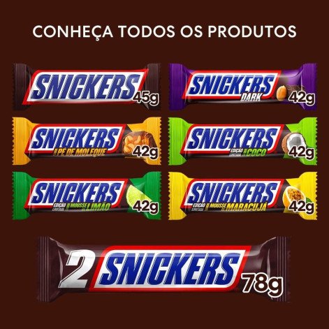 Snickers Barra Dark 42g Chocolate Meio Amargo com Amendoim e Caramelo