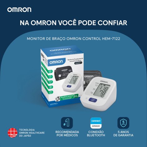 Aparelho de Pressão Braço Omron HEM-7122 Medidor Controle da Hipertensão
