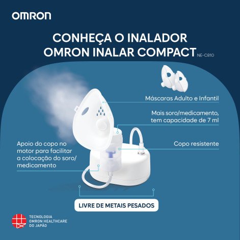 Inalador Nebulizador Compressor Omron NE-C810 Inalar Compact Inalação Eficiente Portátil Silencioso