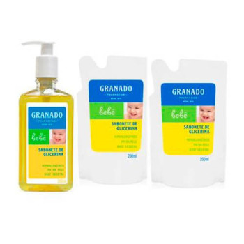 Kit Bebê Granado Sabonete Líquido Glicerina Tradicional 250ml + 2 Refis de 250ml cada