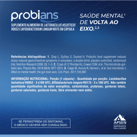 Suplemento Alimentar Probians Lactobacillus Helveticus 30 Cápsulas