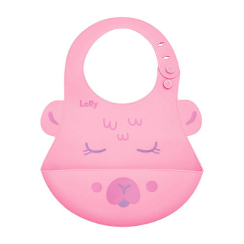 Babador de Silicone Pega Migalhas Lolly Kinddy Rosa