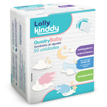 Algodão Quadrado QuadryBaby Maciez e Conforto para Higienização do Bebê - Ideal para Skincare - Caixa com 50 Unidades