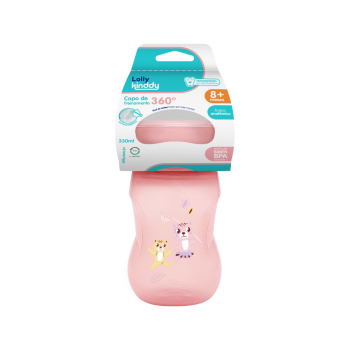 Copo de Transição Lolly Oceano 360 +8 meses Antivazamento Rosa 330ml