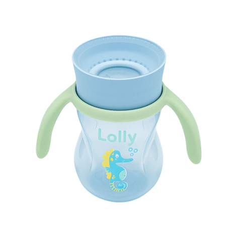 Copo de Transição Lolly Oceano 360 +8 meses Antivazamento Azul 330ml 1 Unidade Copo de Transição Lolly Oceano 360 +8 meses Antivazamento Azul 330ml 1 Unidade
