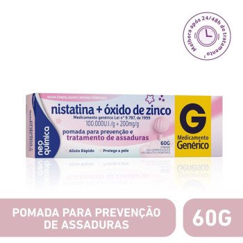 Pomada Antiassaduras Nistatina 100.000 UI/g + Óxido de Zinco 200 mg/g Neo Química 60g Pomada Antiassaduras Nistatina 100.000 UI/g + Óxido de Zinco 200 mg/g Neo Química 60g