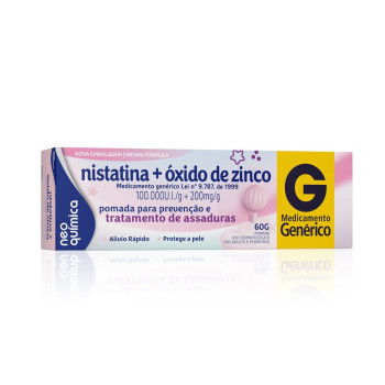 Pomada Antiassaduras Nistatina 100.000 UI/g + Óxido de Zinco 200 mg/g Neo Química 60g