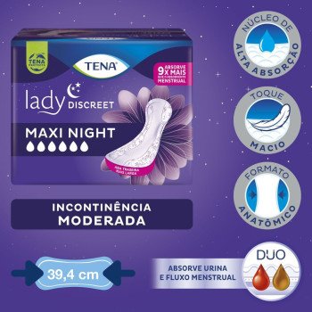 Absorvente Para Incontinência Urinária Tena Lady Discreet Maxi Night 6 Unidades