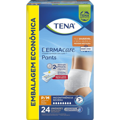 Roupa Íntima Descartável Tena Dermacare Pants Incontinência Urinária Severa P/M 24 Unidades
