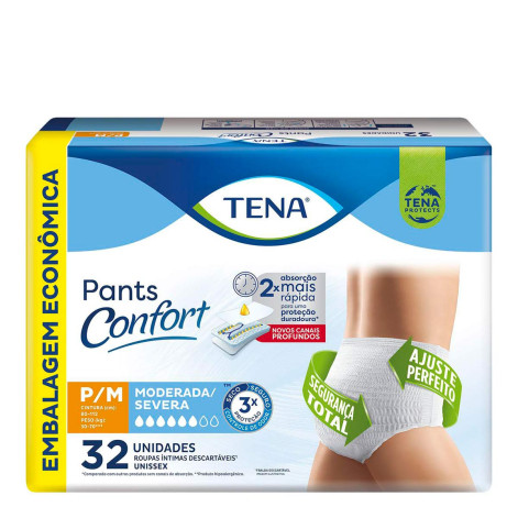 Roupa Íntima Tena Pants Confort P/M Pacote com 32 Unidades