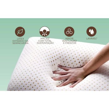 Travesseiro Látex Natural LN1200 c/ Capa Percal 200 Fios 45x65x13 - Duoflex