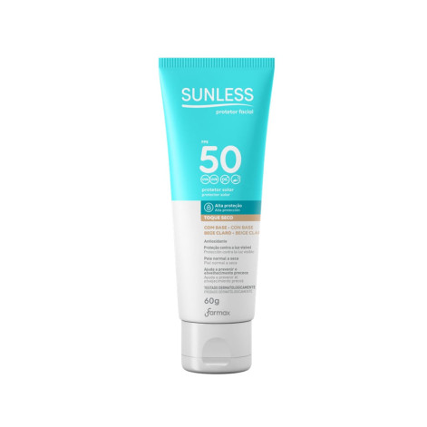Protetor Solar Facial Sunless Com Base Bege Claro FPS50 60g Protetor Solar Facial Sunless Com Base Bege Claro FPS50 60g