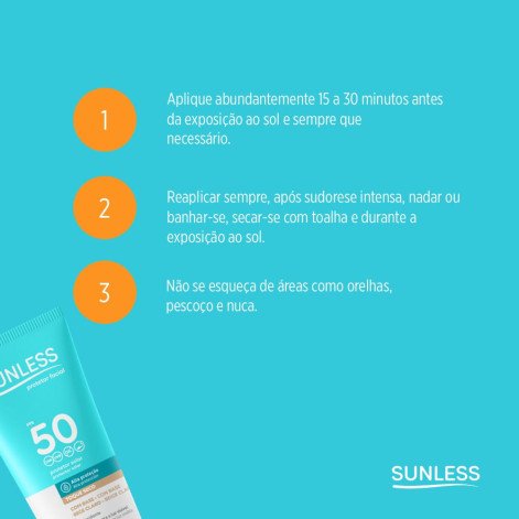 Protetor Solar Facial Sunless Com Base Bege Claro FPS50 60g Protetor Solar Facial Sunless Com Base Bege Claro FPS50 60g