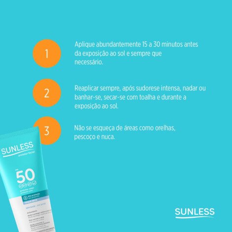 Protetor Solar Facial Sem Cor FPS50 Sunless 60g