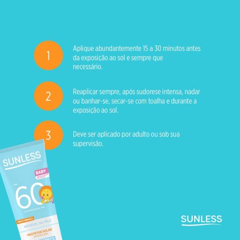 Protetor Solar Infantil Corporal Sunless FPS 60 Kids Toque Seco 120g