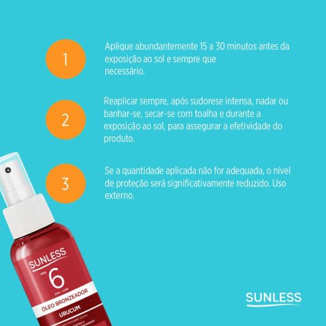 Óleo Bronzeador Sunless Urucum FPS6 120ml