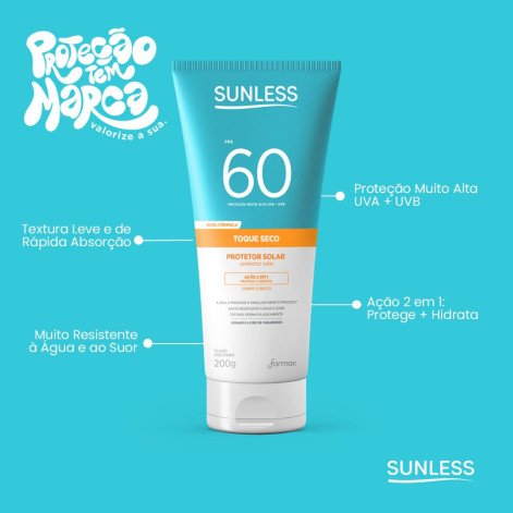 Protetor Solar Corporal Sunless Toque Seco FPS60 200g