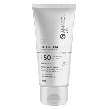Protetor Solar Facial FPS 50 Anasol Viso CC Cream Clareador 60g