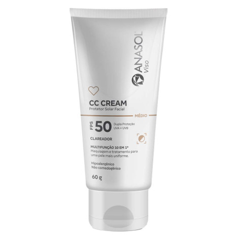 Protetor Solar Facial FPS 50 Anasol Viso CC Cream Clareador 60g