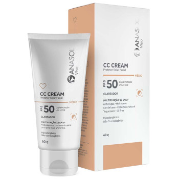 Protetor Solar Facial FPS 50 Anasol Viso CC Cream Clareador 60g