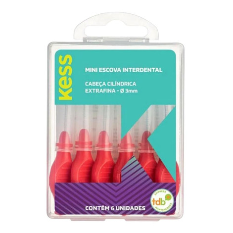 Mini Escova Interdental Kess Cabeça Cilíndrica Extrafina - Ø 3mm 6un Cód. 2005 Mini Escova Interdental Kess Cabeça Cilíndrica Extrafina - Ø 3mm 6un Cód. 2005