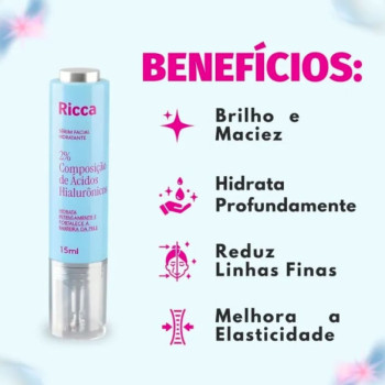 Serum Facial Hidratante Ricca Acido Hialuronico 15ml
