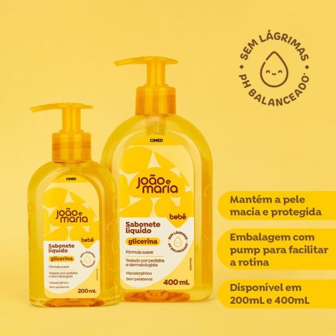 Sabonete Líquido Infantil João e Maria Bebê Glicerina 400ml Sabonete Líquido Infantil João e Maria Bebê Glicerina 400ml