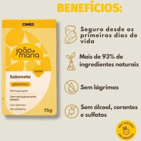 Sabonete em Barra Joao E Maria Baby Glicerina 75G Sabonete em Barra Joao E Maria Baby Glicerina 75G