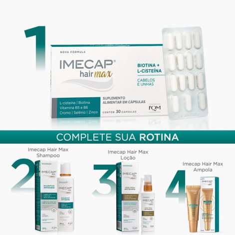 Vitaminas para Cabelos e Unhas com Cisteína Imecap Hair Max 30 Cápsulas Vitaminas para Cabelos e Unhas com Cisteína Imecap Hair Max 30 Cápsulas