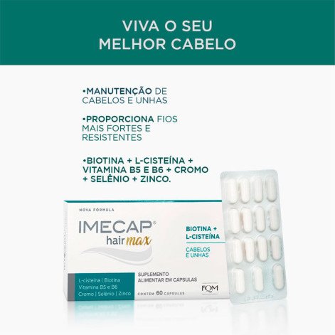 Suplemento Alimentar Imecap Hair Max Cabelos e Unhas 60 Cápsulas