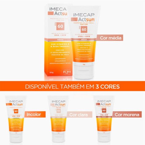 Protetor Solar Facial Imecap Actsun FPS60 Cor Média 50g