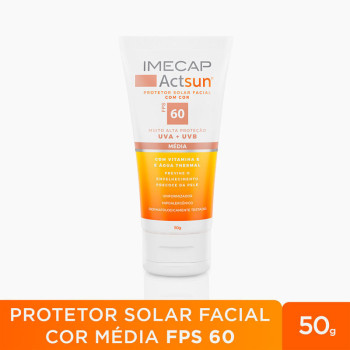 Protetor Solar Facial Imecap Actsun FPS60 Cor Média 50g