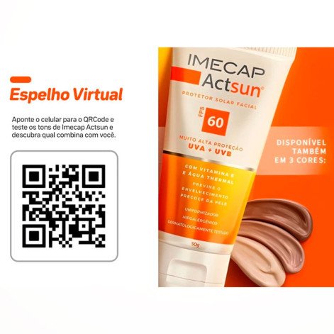 Protetor Solar Facial Imecap Actsun FPS60 Cor Média 50g