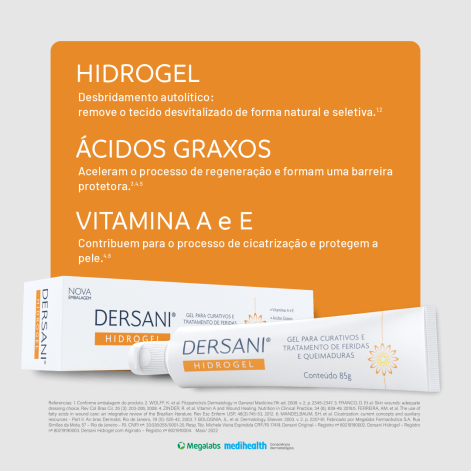 Hidrogel Dersani 85g Ácidos Graxos Essenciais Vitaminas A e E Daudt