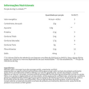 Bolinho de Baunilha com Morango sem Açúcar 40g - Suavipan