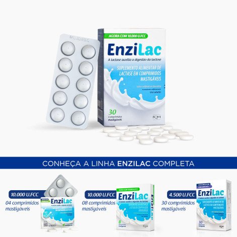 Enzilac 10000U.FCC Sabor Baunilha 60 Comprimidos Mastigáveis