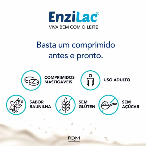 Enzilac 10000U.FCC Sabor Baunilha 60 Comprimidos Mastigáveis