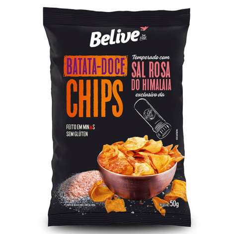 Batata Doce Chips Belive Com Sal Do Himalaia 50G Batata Doce Chips Belive Com Sal Do Himalaia 50G