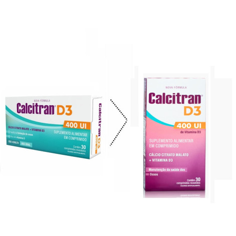 Calcitran D3 400UI Cálcio Citrato Malato com Vitamina D 30 Comprimidos