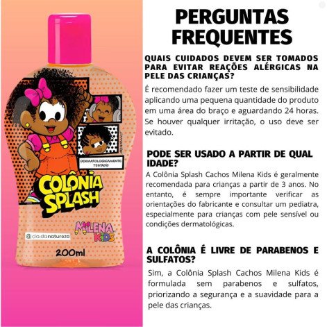 Colônia Splash Cia Da Natureza Milena Kids 200ml