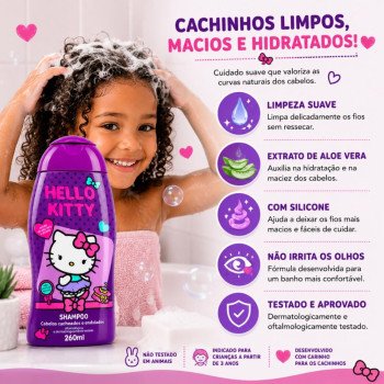 Shampoo Cabelos Cacheados e Ondulados Hello Kitty 260ml Cia da Natureza