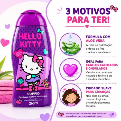 Shampoo Cabelos Cacheados e Ondulados Hello Kitty 260ml Cia da Natureza Shampoo Cabelos Cacheados e Ondulados Hello Kitty 260ml Cia da Natureza