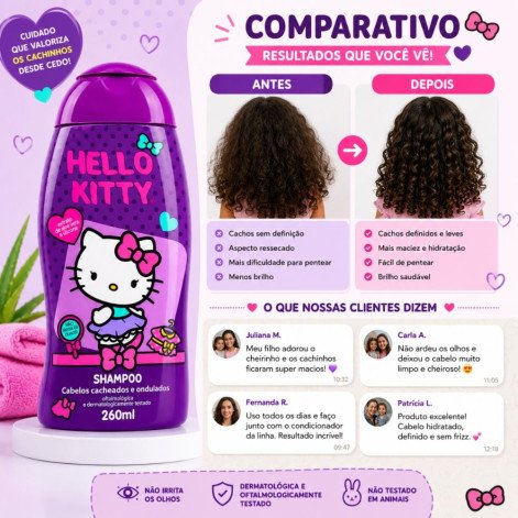 Shampoo Cabelos Cacheados e Ondulados Hello Kitty 260ml Cia da Natureza Shampoo Cabelos Cacheados e Ondulados Hello Kitty 260ml Cia da Natureza