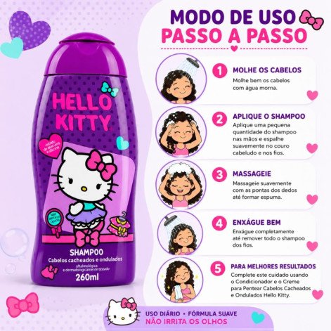 Shampoo Cabelos Cacheados e Ondulados Hello Kitty 260ml Cia da Natureza Shampoo Cabelos Cacheados e Ondulados Hello Kitty 260ml Cia da Natureza