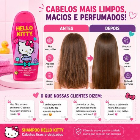 Shampoo Cabelos Lisos e Delicados Hello Kitty 260ml Cia da Natureza