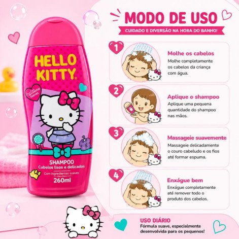Shampoo Cabelos Lisos e Delicados Hello Kitty 260ml Cia da Natureza